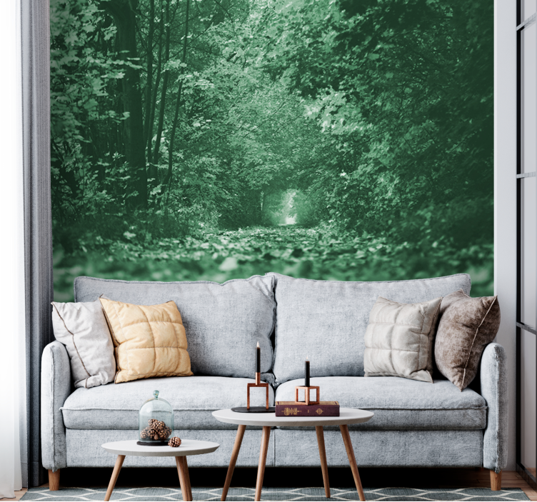 Forest wall mural lush woodland path - TenStickers