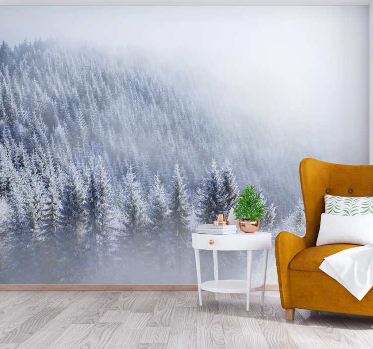 Forest wall mural majestic winter woods - TenStickers