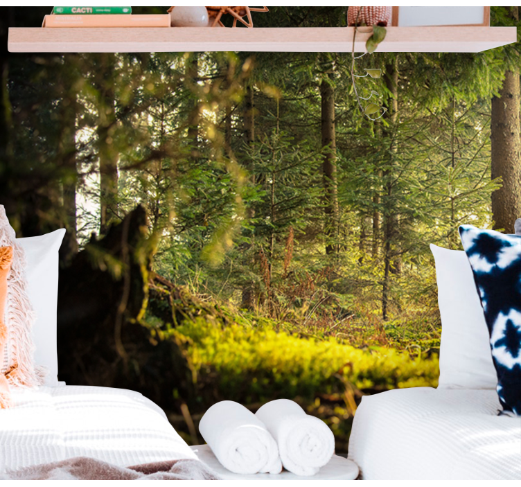 Forest wall mural serene green landscape - TenStickers