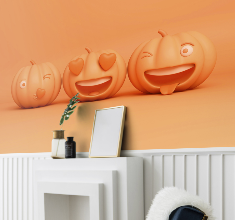 Funny Pumpkin Faces halloween wall mural - TenStickers