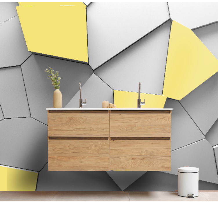 Geometric yellow panels 3D wall mural - TenStickers