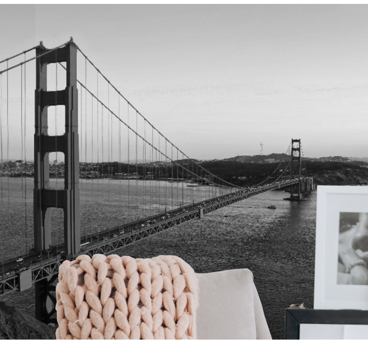 Golden Gate black and white wall mural - TenStickers
