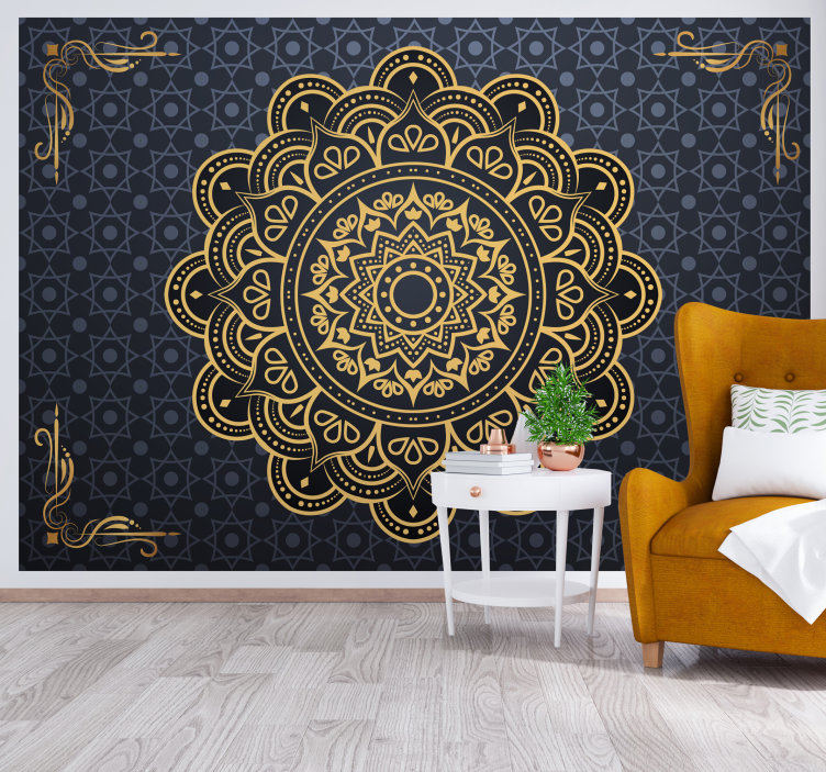 Golden Mandala Wall Mural - TenStickers
