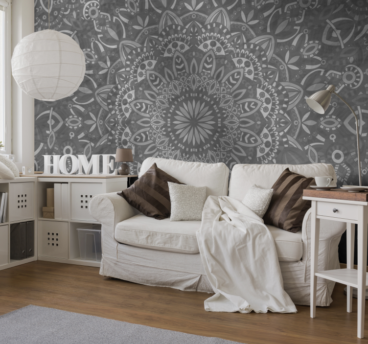 Grey mandala wall mural for you - TenStickers