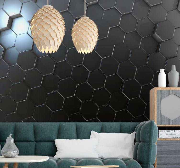 Grey ombre geometrical panels 3D Wall Mural - TenStickers