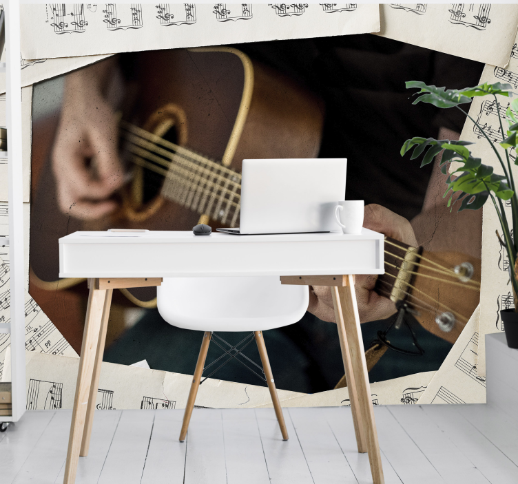 Guitar and sheet music teenage wall mural - TenStickers