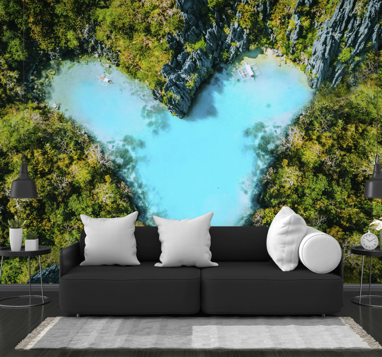 Heart-Shaped Lagoon romantic wall mural - TenStickers