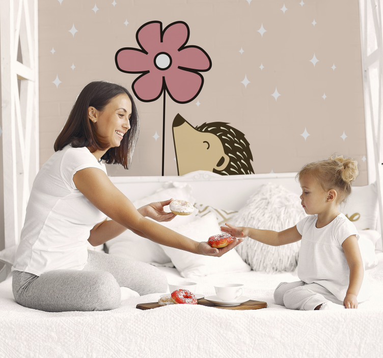 Hedgehog and Flower animal mural - TenStickers