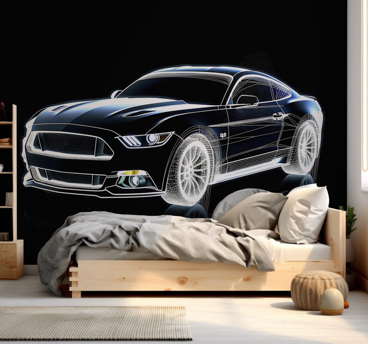 Hologram sports car teen wall mural - TenStickers