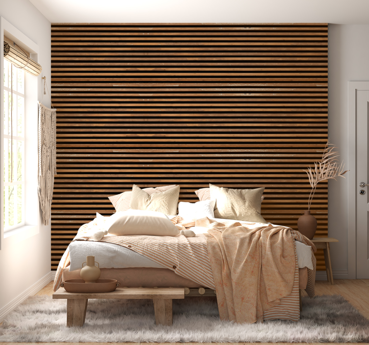 Horizontal slats wood wall mural - TenStickers