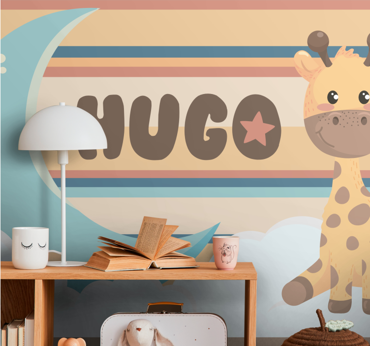 Kids wall mural adorable giraffe illustration - TenStickers