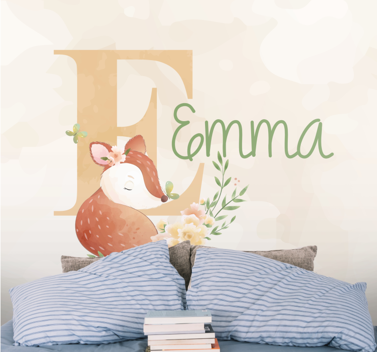 Kids wall mural personalized fox artwork - TenStickers