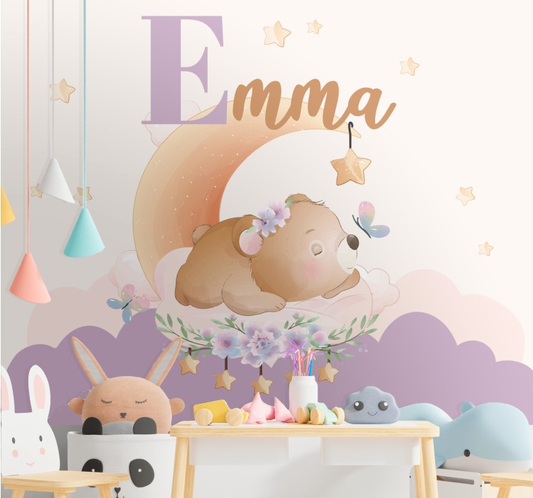 Kids wall mural sleepy bear night - TenStickers