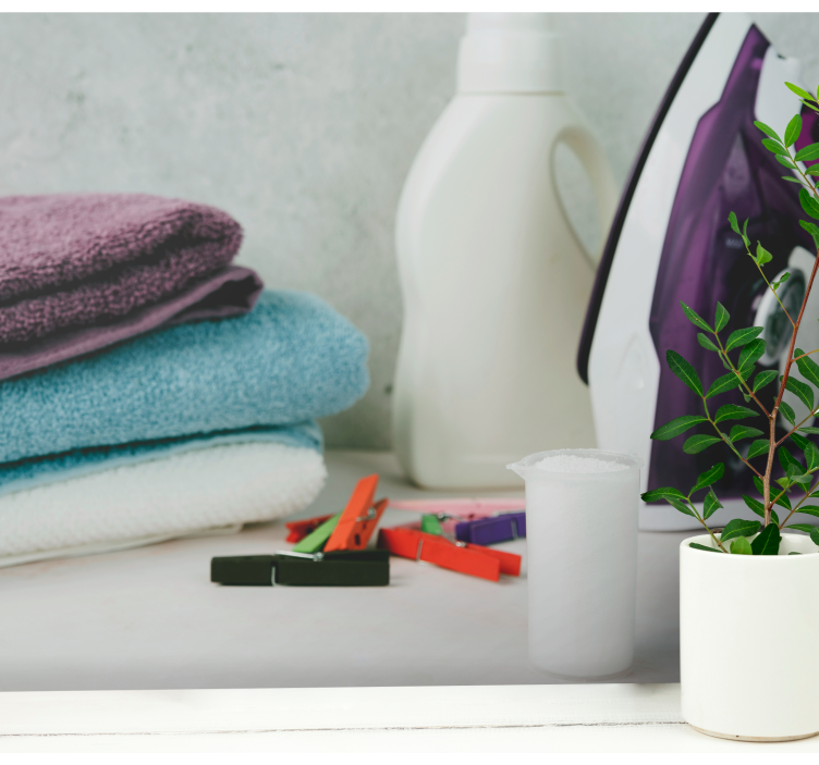 Kitchen wall mural laundry essentials display - TenStickers