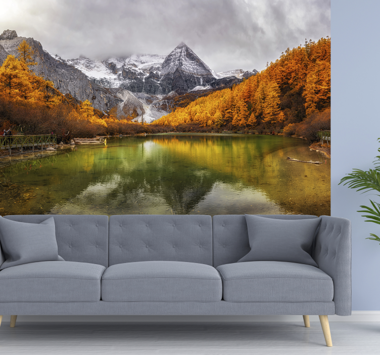lLake an rocks photo wall mural - TenStickers