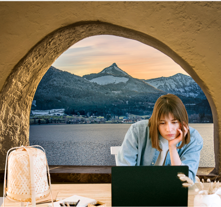 Landscape mural alpine lake view - TenStickers