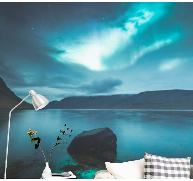 Landscape mural aurora above tranquil lake - TenStickers