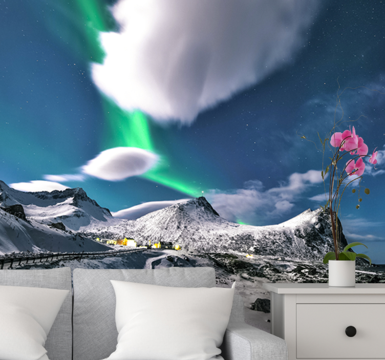 Landscape mural aurora borealis view - TenStickers