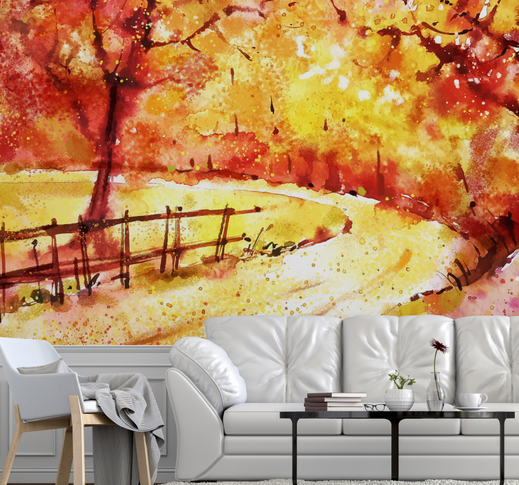 Landscape mural autumn scenic path - TenStickers