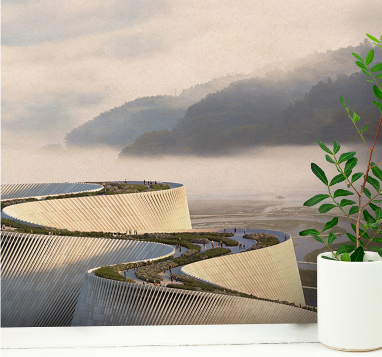 Landscape mural curved architectural design - TenStickers