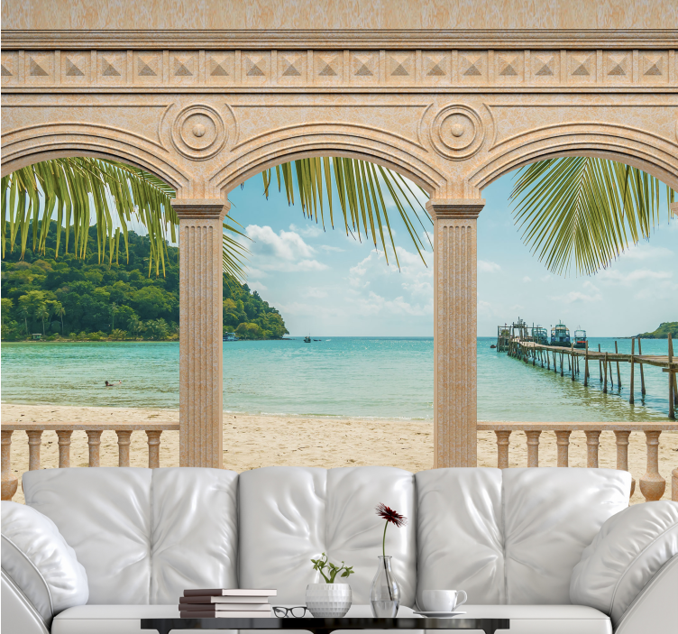 Landscape mural exotic shoreline view - TenStickers