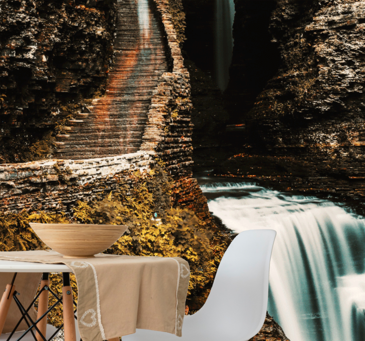 Landscape mural flowing waterfall scene - TenStickers