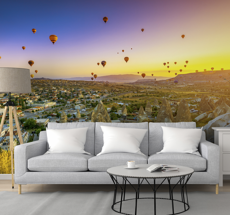 Landscape mural hot air balloons over cappadocia - TenStickers