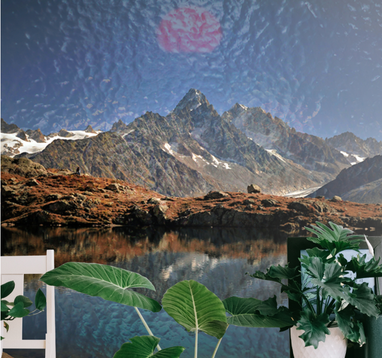 Landscape mural majestic mountains reflection - TenStickers