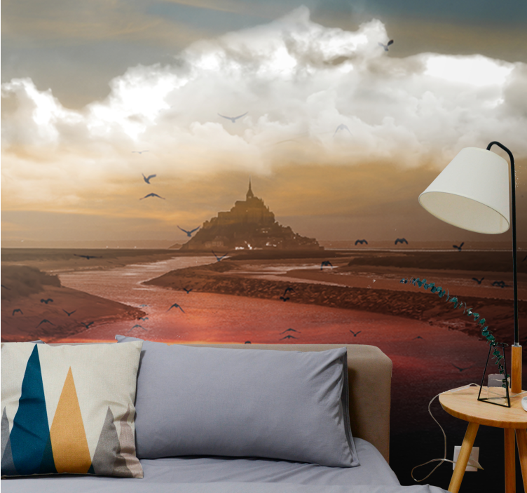 Landscape mural mont saint michel inspired - TenStickers