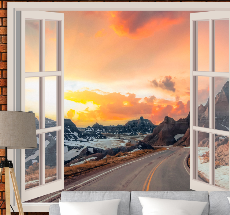 Landscape mural mountain dusk view - TenStickers