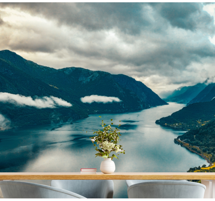 Landscape mural mountain lake reflection - TenStickers