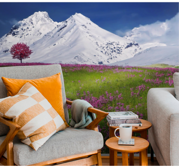 Landscape mural mountain meadow scene - TenStickers