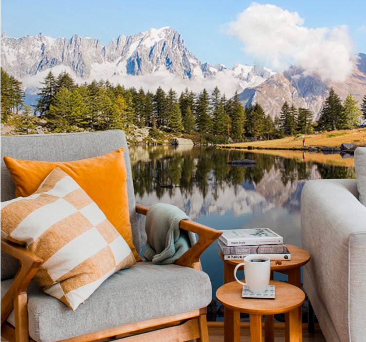 Landscape mural mountain reflection view - TenStickers