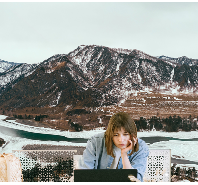 Landscape mural mountain river scene - TenStickers