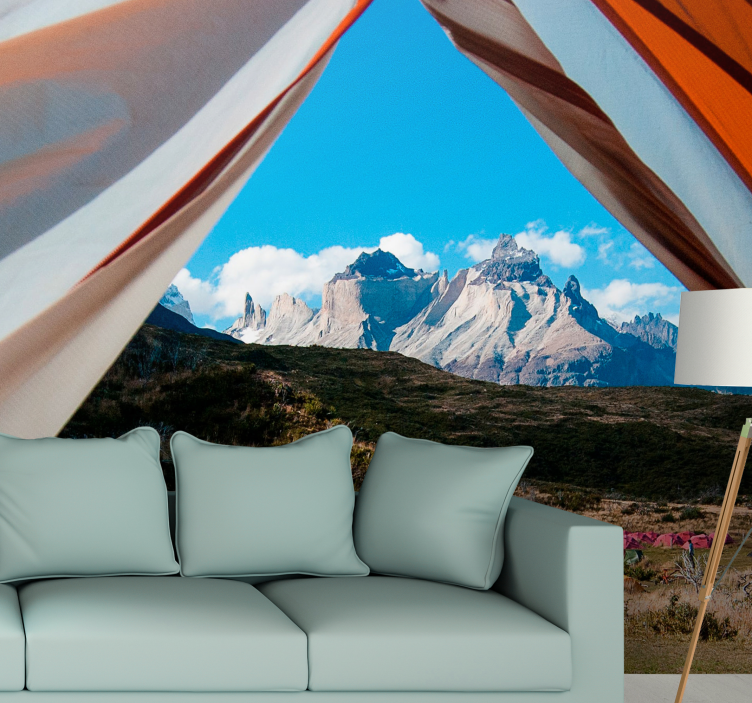Landscape mural mountain view canvas - TenStickers