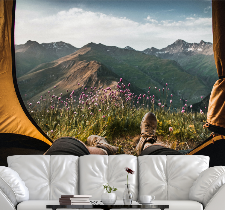 Landscape mural mountain view serenity - TenStickers