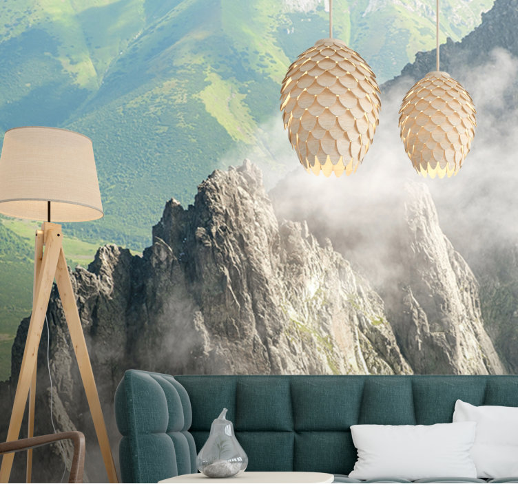 Landscape mural mountainous green ranges - TenStickers