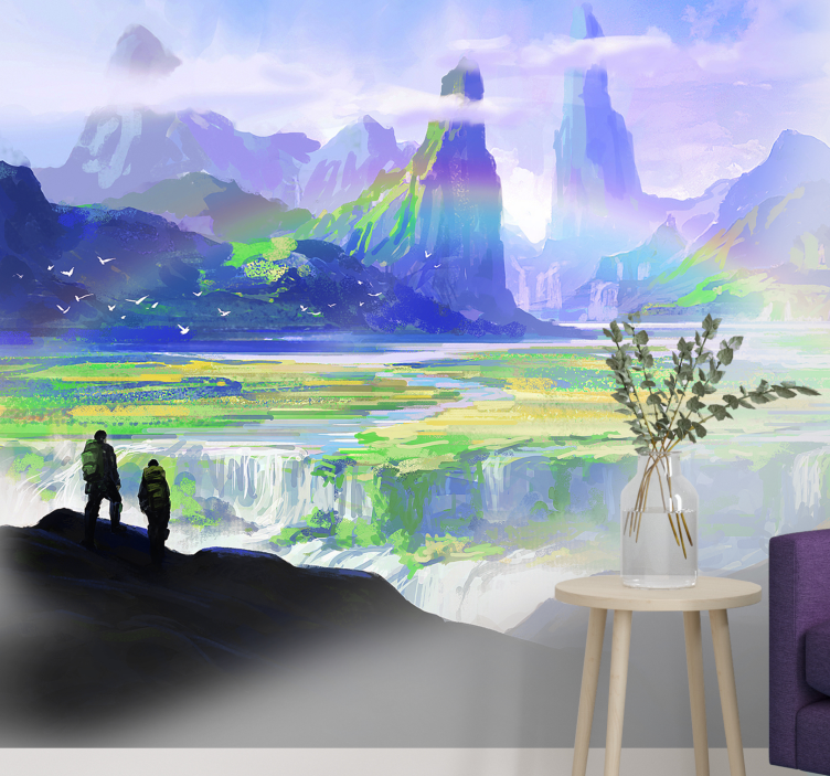 Landscape mural mountainous nature scene - TenStickers