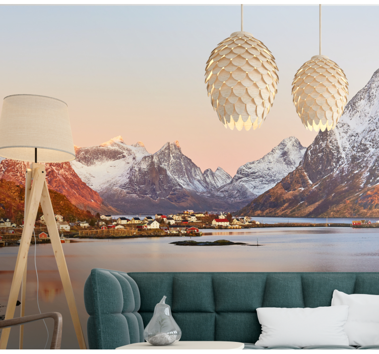 Landscape mural mountainous seaside serenity - TenStickers