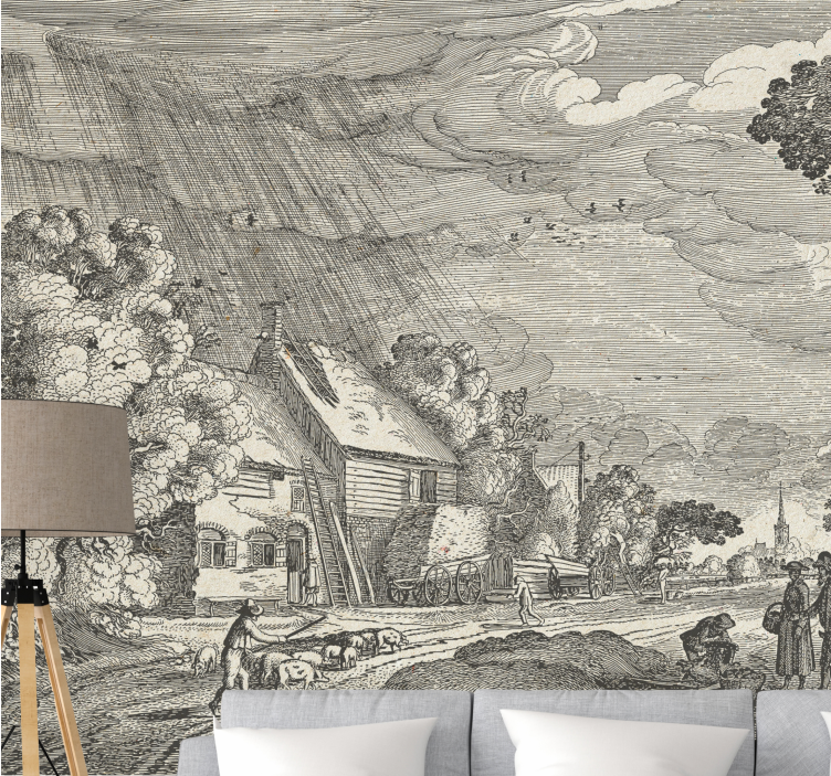 Landscape mural of a countryside scene - TenStickers