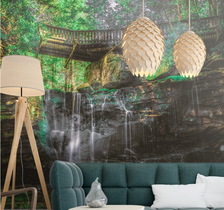 Landscape mural scenic waterfall view - TenStickers
