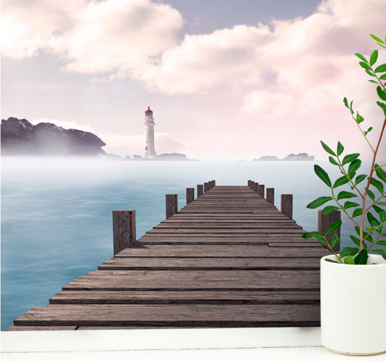 Landscape mural seaside lighthouse path - TenStickers