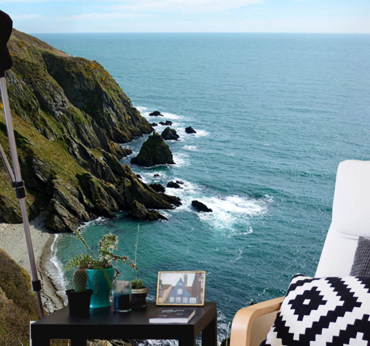 Landscape mural seaside stone structure - TenStickers