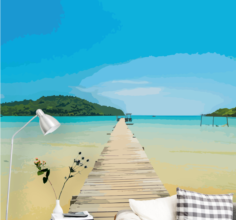 Landscape mural serene coastal path - TenStickers