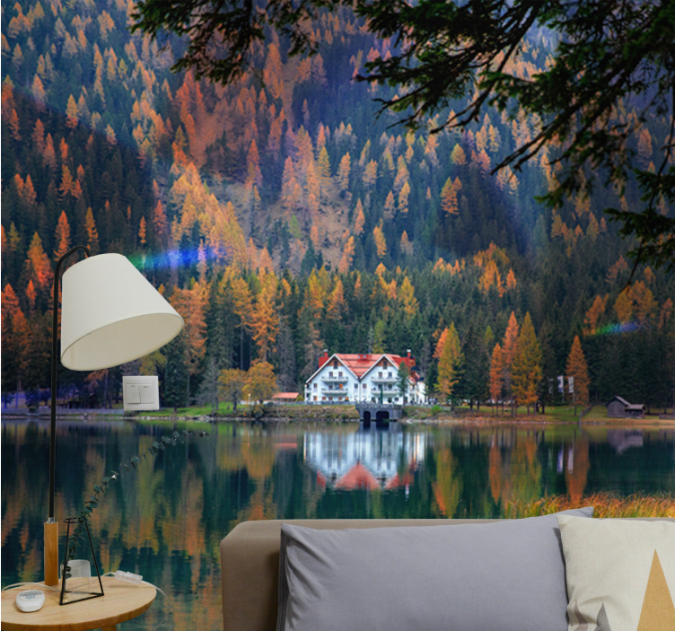 Landscape mural serene mountain reflection - TenStickers