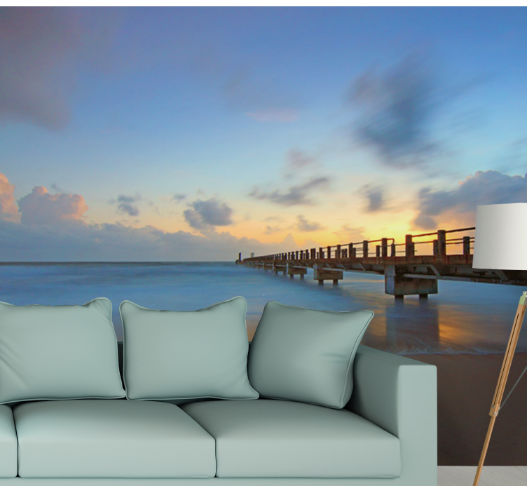 Landscape mural serene ocean pier - TenStickers