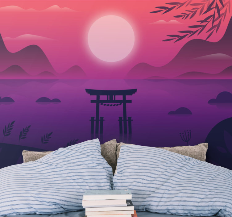 Landscape mural serene sunset landscape - TenStickers