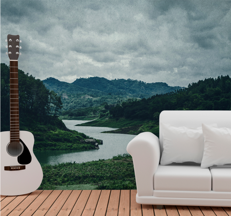 Landscape mural serene waterway scene - TenStickers