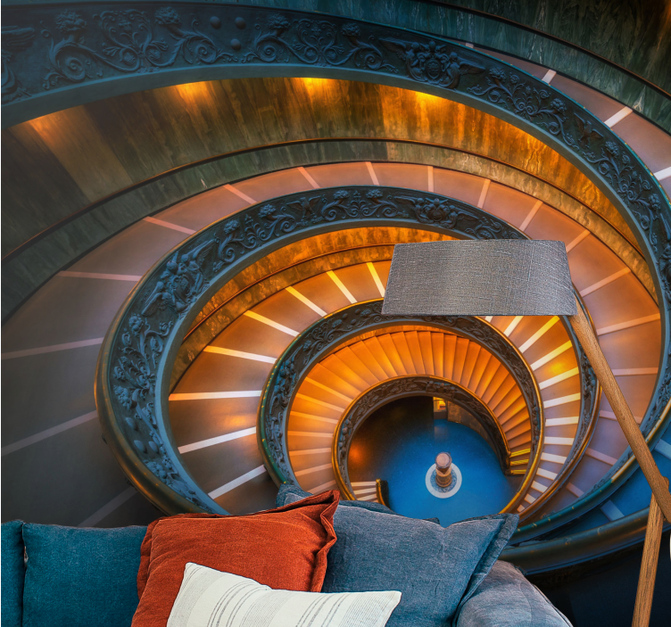 Landscape mural spiral staircase lighting - TenStickers