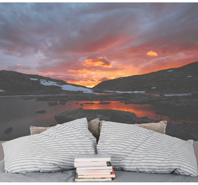 Landscape mural stunning sunset reflection - TenStickers